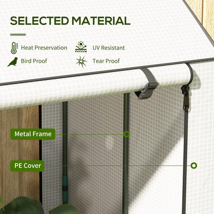 Mini Greenhouse with 4 Wire Shelves and Roll-Up Doors - White