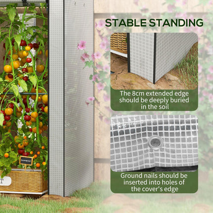 Mini Greenhouse with 4 Wire Shelves and Roll-Up Doors - White