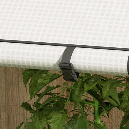 Mini Greenhouse with 4 Wire Shelves and Roll-Up Doors - White