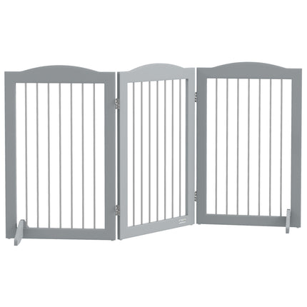 Foldable Freestanding Dog Gate with Two Support Feet for Staircases and Doorways - Grey