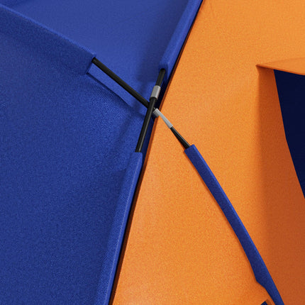 4 to 6 Man Waterproof Camping Tent with 2 Bedrooms and Porch - Orange and Blue