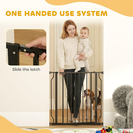 Extra Wide Pressure-Mounted Dog Safety Gate for Doorways, Hallways & Staircases - Black