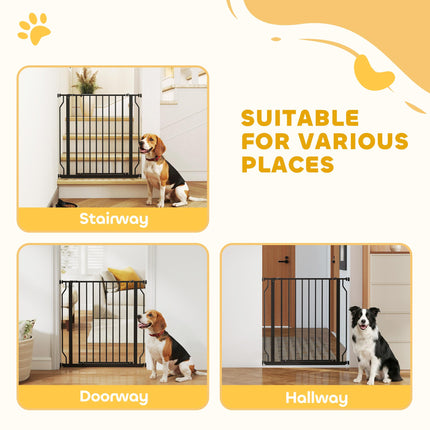 Extra Wide Pressure-Mounted Dog Safety Gate for Doorways, Hallways & Staircases - Black