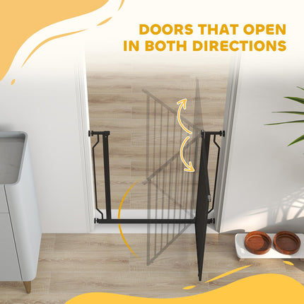 Extra Wide Pressure-Mounted Dog Safety Gate for Doorways, Hallways & Staircases - Black