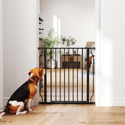 Extra Wide Pressure-Mounted Dog Safety Gate for Doorways, Hallways & Staircases - Black