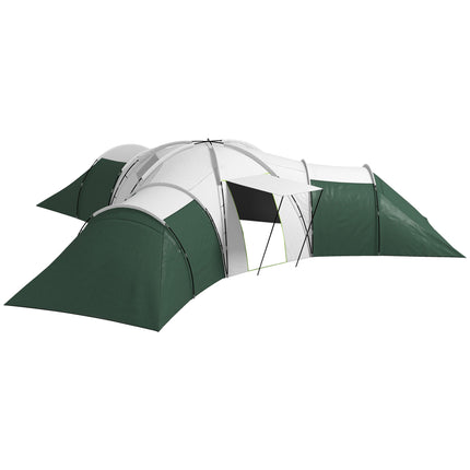 6-9 Man Camping Tent with 3 Bedrooms, Porch & Water Resistant - Green