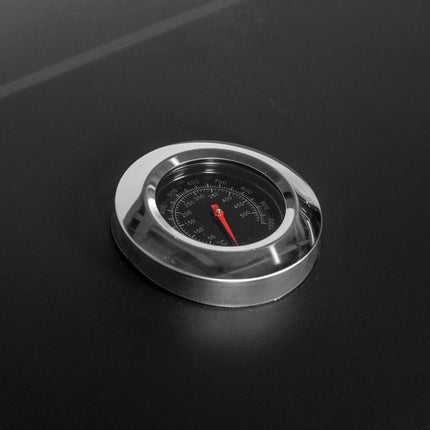 Charcoal Grill with Height-Adjustable Coal Pan and Thermometer - Black