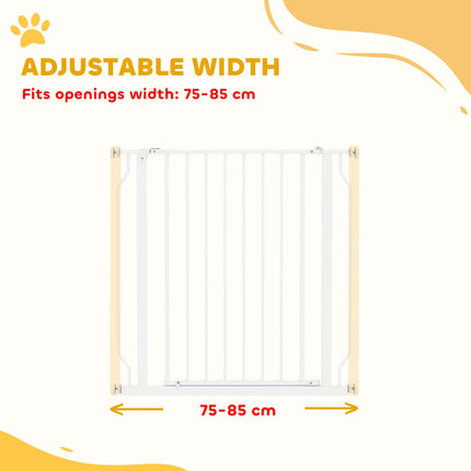 Extra Wide Adjustable Dog Safety Gate with Door for Doorways, Hallways, Staircases - White
