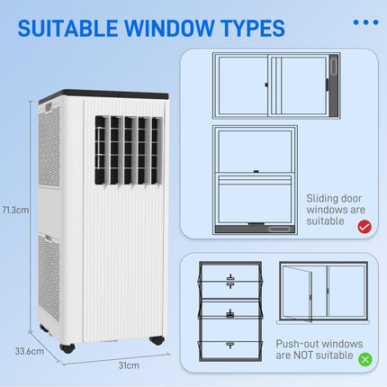 7,000 BTU Mobile Air Conditioner with App Control for 15m² Rooms - White