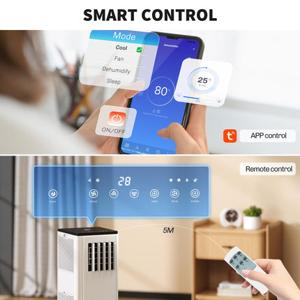 7,000 BTU Mobile Air Conditioner with App Control for 15m² Rooms - White