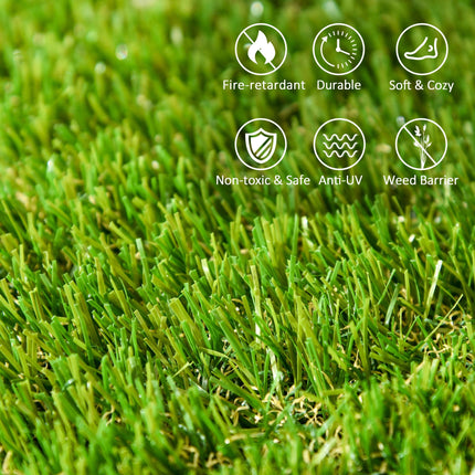 10 PCs 30x30cm Artificial Grass Turf 25mm Pile Height UV Resistant Outdoor Mat - Dark Green