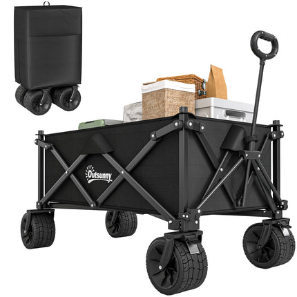 Folding Garden Trolley 120KG Capacity with Carry Bag - Black