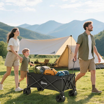 Folding Garden Trolley 120KG Capacity with Carry Bag - Black