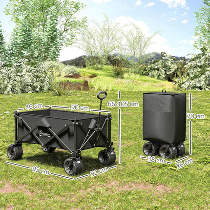 Folding Garden Trolley 120KG Capacity with Carry Bag - Black