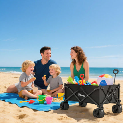 Folding Garden Trolley 120KG Capacity with Carry Bag - Black