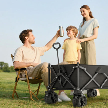 Folding Garden Trolley 120KG Capacity with Carry Bag - Black