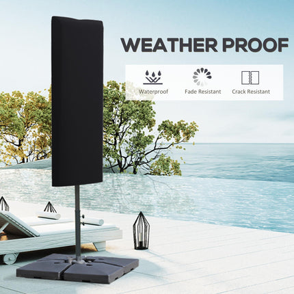 Garden Parasol Cover for 2-4m Patio Umbrella with Zipper and Rod, Φ60 x 160cm - Black