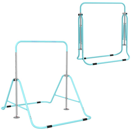 Adjustable Foldable Kids Gymnastic Bar with Horizontal Bars - Light Blue