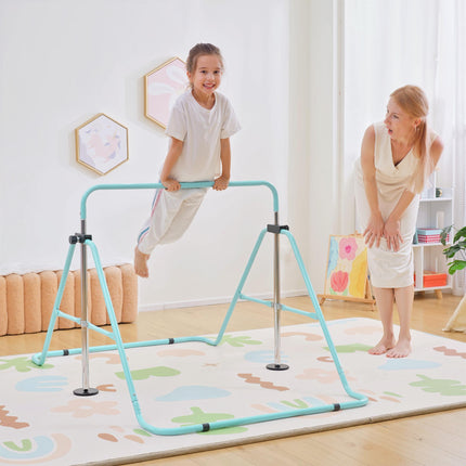 Adjustable Foldable Kids Gymnastic Bar with Horizontal Bars - Light Blue