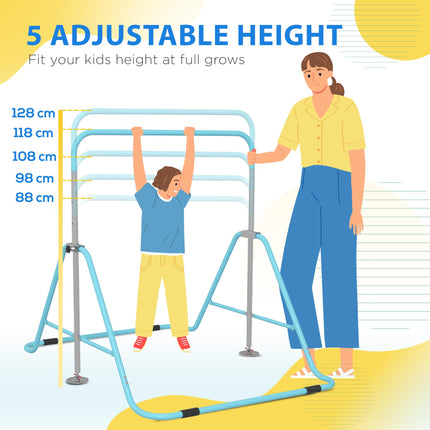 Adjustable Foldable Kids Gymnastic Bar with Horizontal Bars - Light Blue