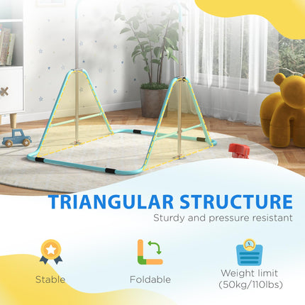 Adjustable Foldable Kids Gymnastic Bar with Horizontal Bars - Light Blue