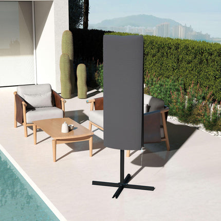 Outdoor Cantilever Parasol Umbrella Cover with Zipper and Rod - Dark Grey