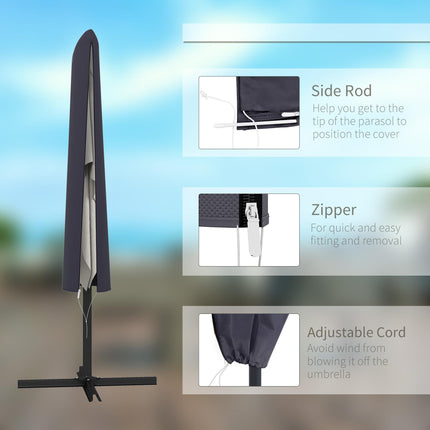 Outdoor Cantilever Parasol Umbrella Cover with Zipper and Rod - Dark Grey
