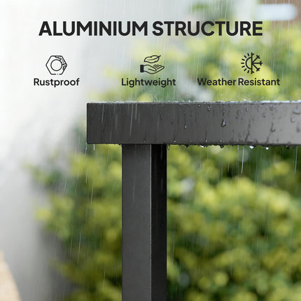 Aluminium Outdoor Garden Dining Table for 8 People, Faux Wood Top, for Garden, Patio, 190 x 90 x 74cm, Brown