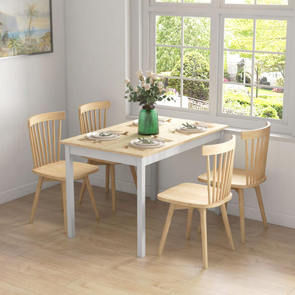 120 x 75cm Farmhouse Dining Table with Pine Wood Frame - Natural