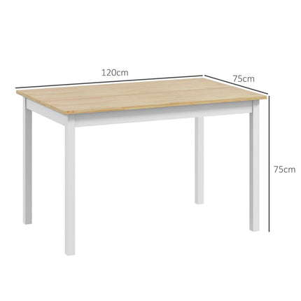 120 x 75cm Farmhouse Dining Table with Pine Wood Frame - Natural