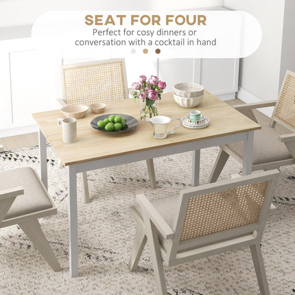 120 x 75cm Farmhouse Dining Table with Pine Wood Frame - Natural