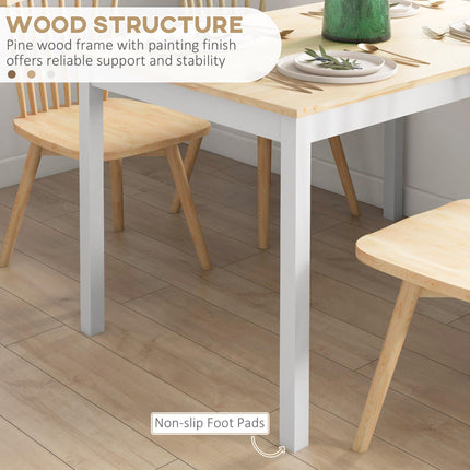 120 x 75cm Farmhouse Dining Table with Pine Wood Frame - Natural