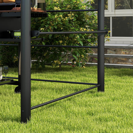 2.4 x 1.5m Outdoor Grill Gazebo with PC Roof & Side Shelves - Dark Grey