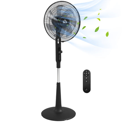 Three Mode Pedestal Fan with Insect Repellant Box and LED Panel - Black