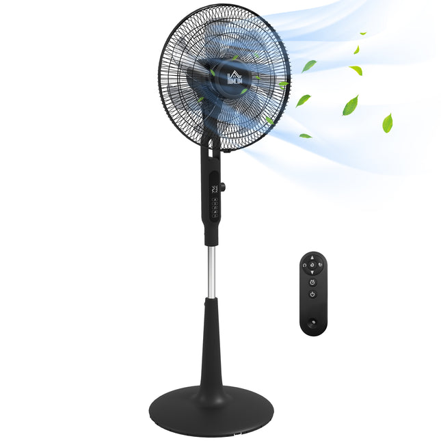 Three Mode Pedestal Fan with Insect Repellant Box and LED Panel - Black