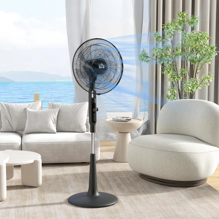 Three Mode Pedestal Fan with Insect Repellant Box and LED Panel - Black