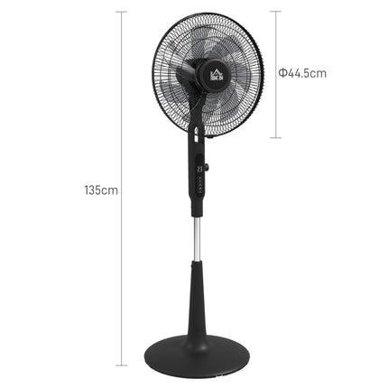 Three Mode Pedestal Fan with Insect Repellant Box and LED Panel - Black