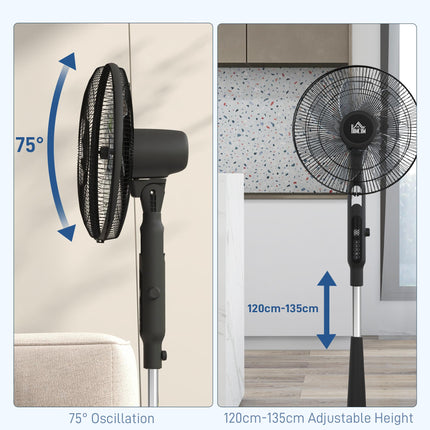 Three Mode Pedestal Fan with Insect Repellant Box and LED Panel - Black