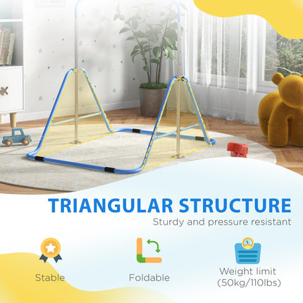 Adjustable Foldable Kids Gymnastic Bar with Horizontal Bars - Blue