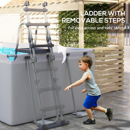 Rectangle Steel Frame Swimming Pool 207x400cm with Ladder & Pump - Grey