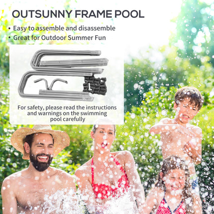 Rectangle Steel Frame Swimming Pool 207x400cm with Ladder & Pump - Grey