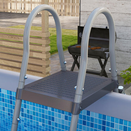 Rectangle Steel Frame Swimming Pool 207x400cm with Ladder & Pump - Grey
