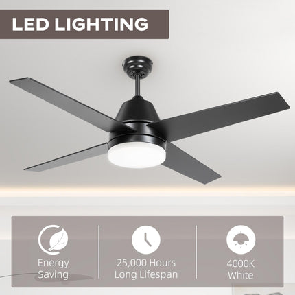 Ceiling Fan with LED Light, Flush Mount Ceiling Fan Lights with Reversible Blade