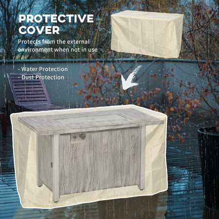 50,000 BTU Gas Fire Pit Table with Glass Screen and Cover - Grey