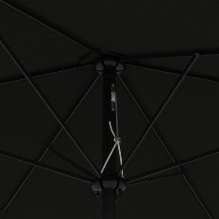 2 x 3m Rectangular Garden Parasol Umbrella with Crank & Tilt, 6 Ribs, Aluminium Pole - Black