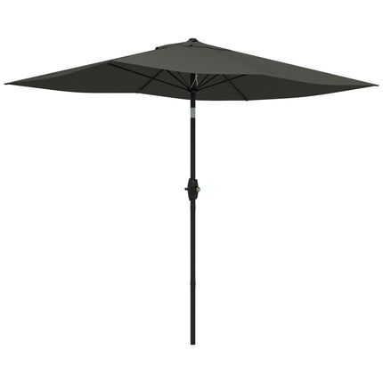 2x3 Metre Rectangular Garden Parasol with Crank Tilt Aluminium Pole - Dark Grey