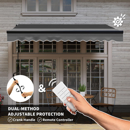 3 Metre Electric Retractable Awning with LED Light & Remote Control - Dark Grey