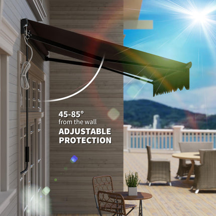 3 Metre Electric Retractable Awning with LED Light & Remote Control - Dark Grey