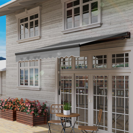 3 Metre Electric Retractable Awning with LED Light & Remote Control - Dark Grey