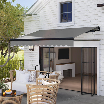 2.5 Metre Electric Retractable Awning with LED Light & Remote Control - Dark Grey